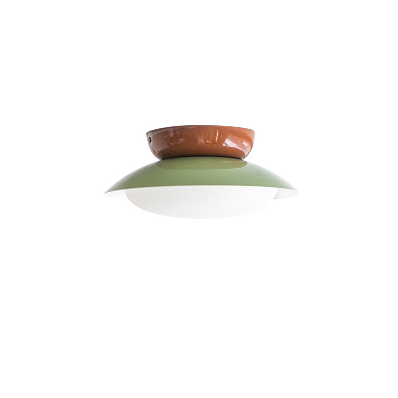 Contemporary Scandinavian LED Semi-Flush Mount Ceiling Light - Geometric Semicircle Shade for Living Room