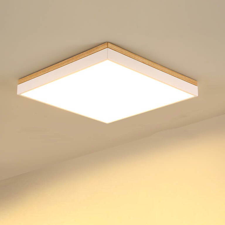 Modern Minimalist Solid Wood LED Flush Mount Light for Living Room
