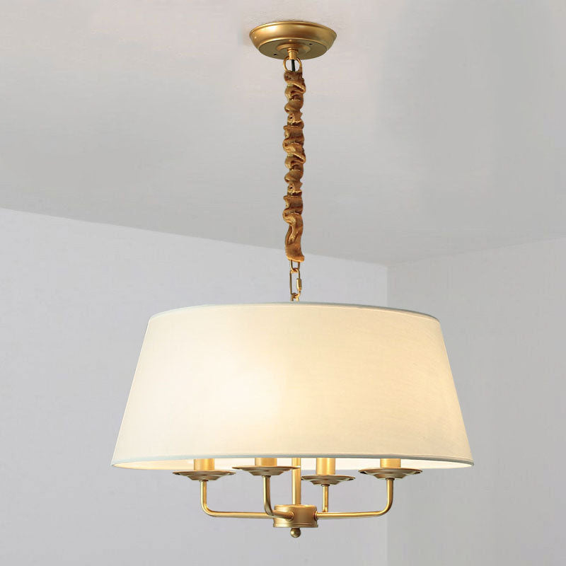 European Vintage Classic Iron Cloth 4-Light Pendant Lamp