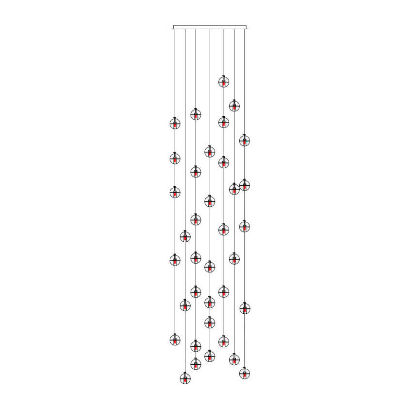 Modern Luxury LED Loft Chandelier with Crystal Orb Shade