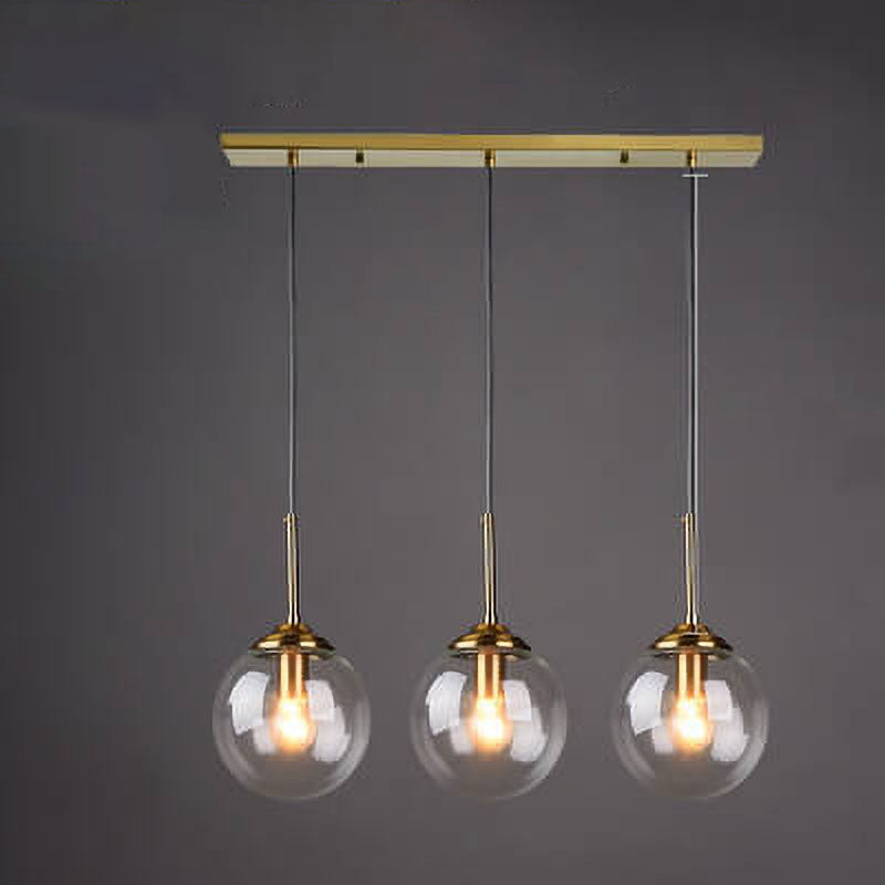Contemporary Nordic Copper Glass Shade Island Light Chandelier - 1/3/5-Light for Dining Room
