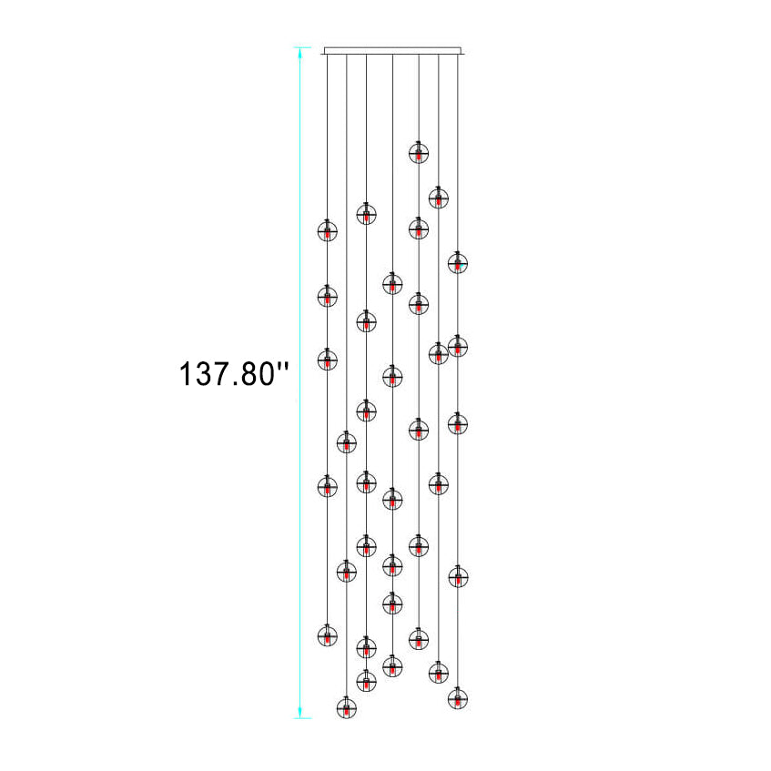 Modern Luxury LED Loft Chandelier with Crystal Orb Shade