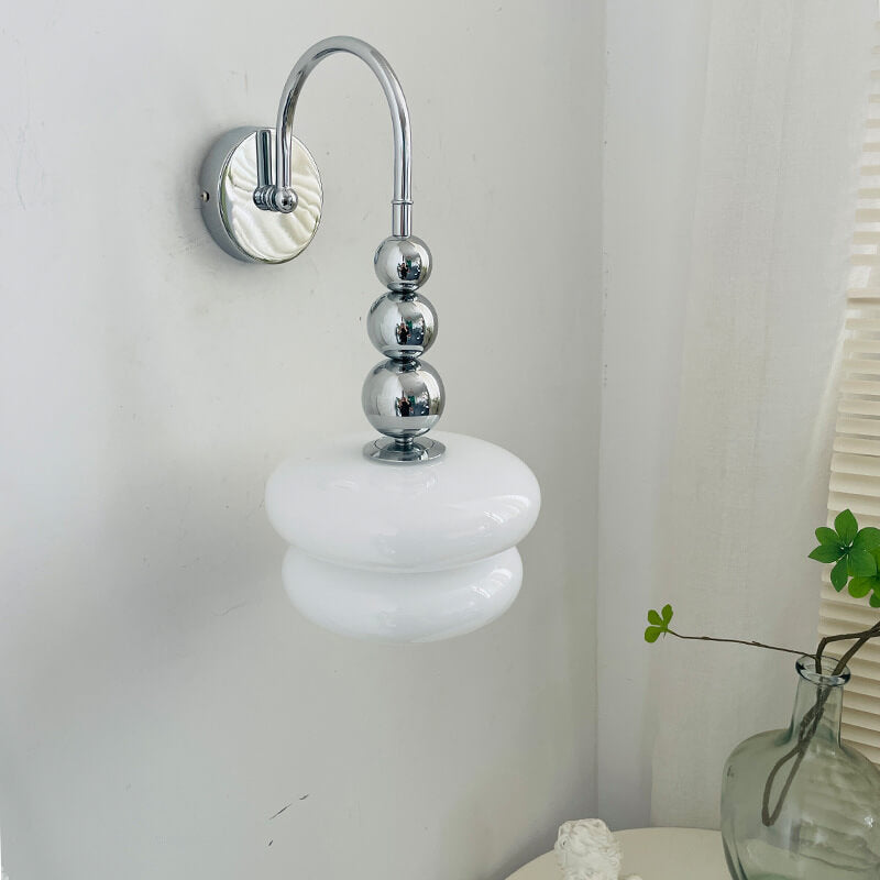 Macaron Cream Gourd Glass Shade Wall Sconce - 1-Light Elegant Design Lamp for Modern Decor, Stylish Lighting Fixture, Artisanal Home Accent