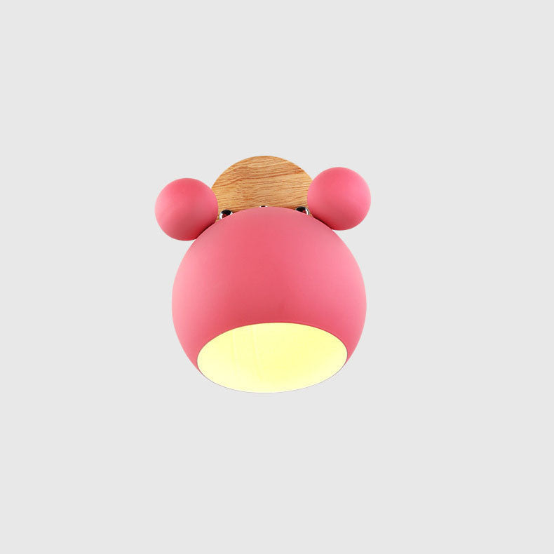 Nordic Cartoon Bear Dome 1-Light Kids Wall Sconce Lamp for Nursery, Children's Room Lighting, Playroom Decor, Cute Animal Wall Light, Adjustable LED, Ceiling Mount, Soft Nightlight, Baby Room Wall Fixture, Unique Kids' Bedroom Decor, Eco-Friendly Design
