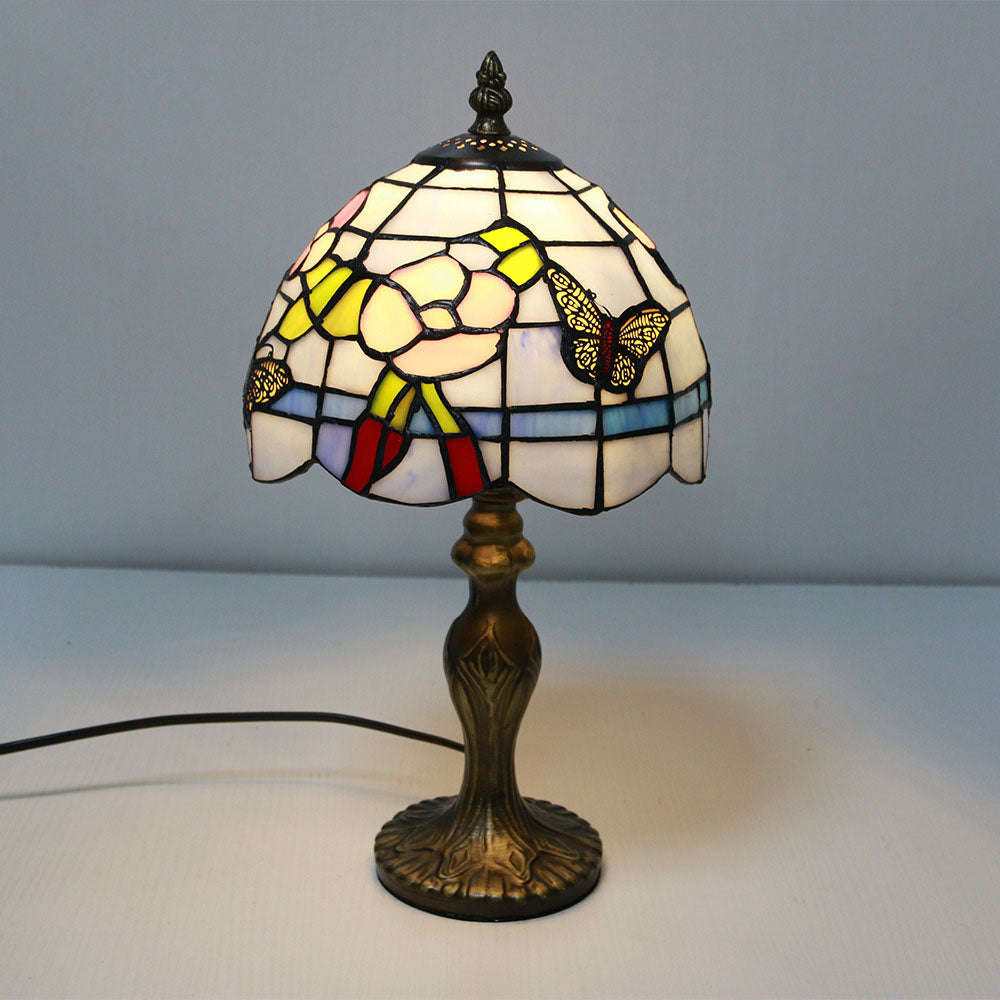 Vintage Tiffany Animal Flower Decoration Stained Glass Dome 1-Light Table Lamp, Tiffany Style Lighting, Stained Glass Lamp, Animal Design Table Lamp, Vintage Home Decor, Decorative Lighting, Unique Gift Idea, Elegant Lamp for Living Room, Antique-Inspired