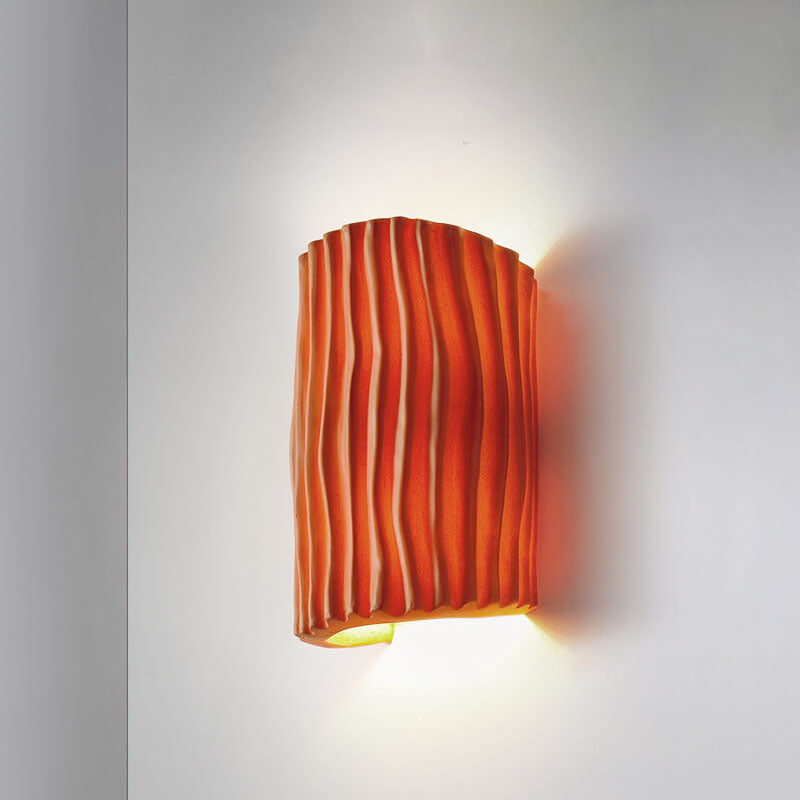 Contemporary Nordic Resin Striped Half Cylinder 2-Light Wall Sconce for Living Room