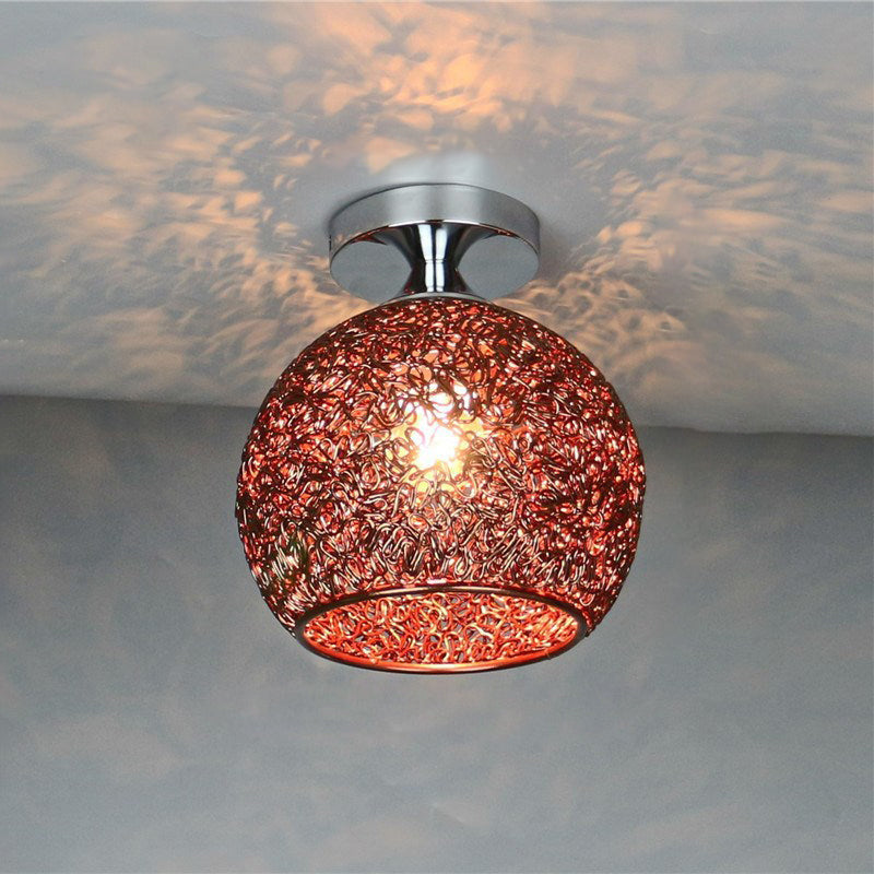Contemporary Scandinavian Iron Aluminum Weaving Ball Semi-Flush Ceiling Light for Hallway
