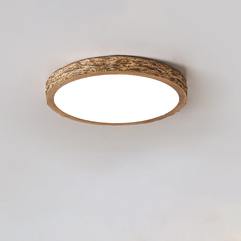 Modern Minimalist Round Stone Grain Resin Iron LED Ceiling Light for Bedroom