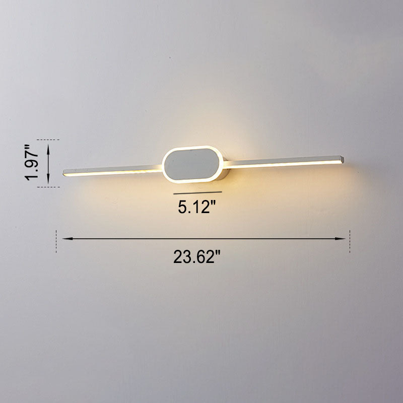 Modern Minimalist Oval Base LED Wall Sconce - Long Strip Design Vanity Light