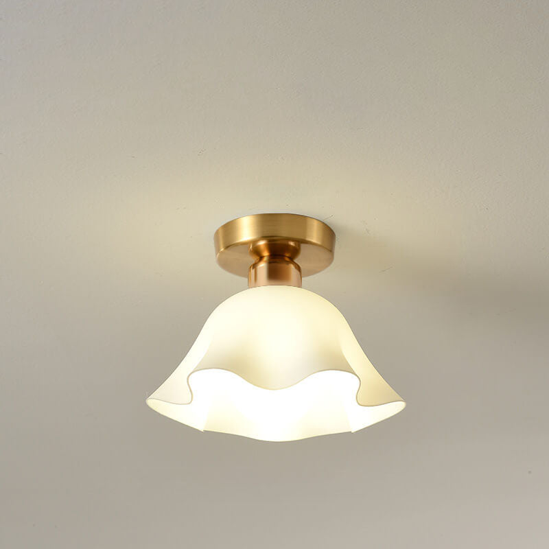 Scandinavian Modern Iron Glass Ceramic Flower Diamond Semi-Flush Mount Light