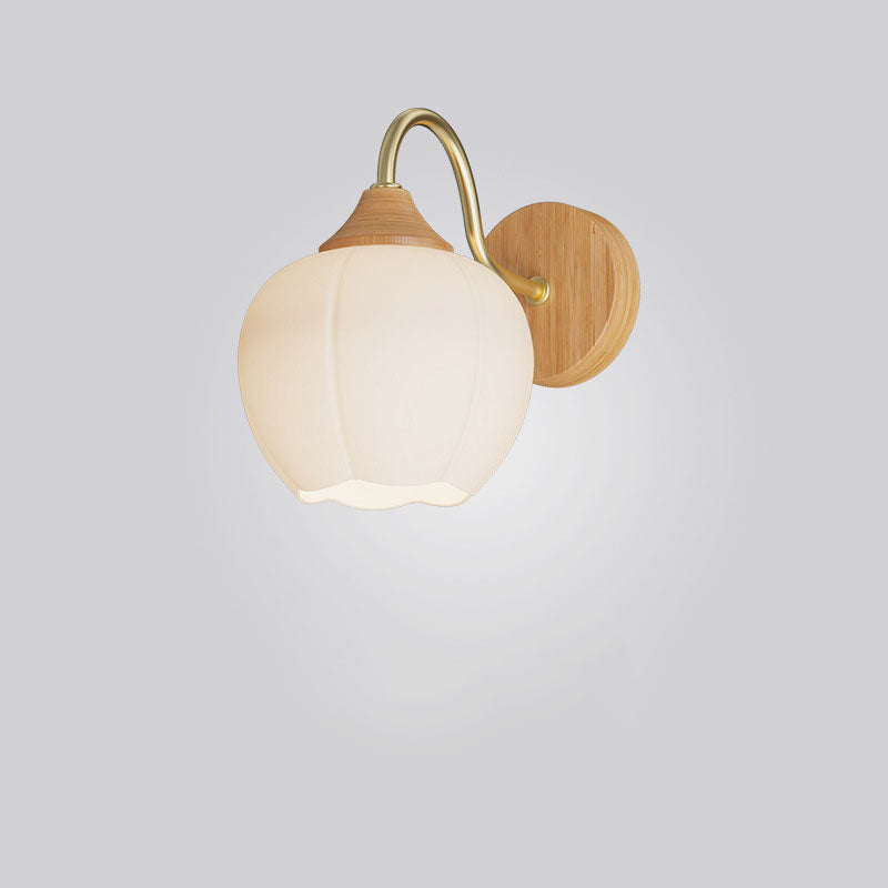 Contemporary Nordic Iron Glass Striped Round Log Wall Sconce - 1-Light Lamp for Living Room & Bedroom