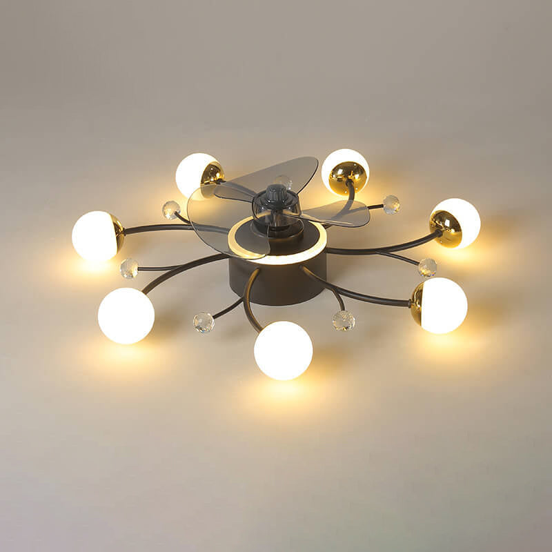 Nordic Light Luxury 5/7-Light LED Flush Mount Ceiling Fan