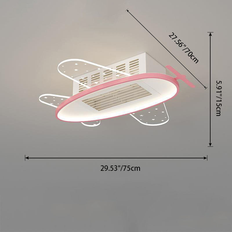 Contemporary Acrylic Astronaut Moon LED Ceiling Fan Light - Kids Bedroom Flush Mount, Invisible Bladeless Design.