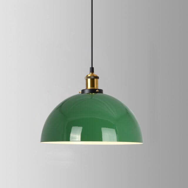 Industrial Vintage Green Iron Dome Cone Pendant Light 1-Light Fixture, Retro Hanging Light for Kitchen and Dining Room, Rustic Home Decor