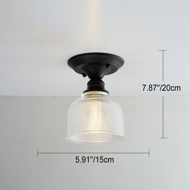 Contemporary Nordic Iron Glass Floral Round Geometry Semi-Flush Mount Light for Living Room & Bedroom