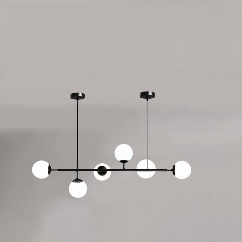 Nordic Minimalist Colorful Glass Orb 6-Light Island Chandelier