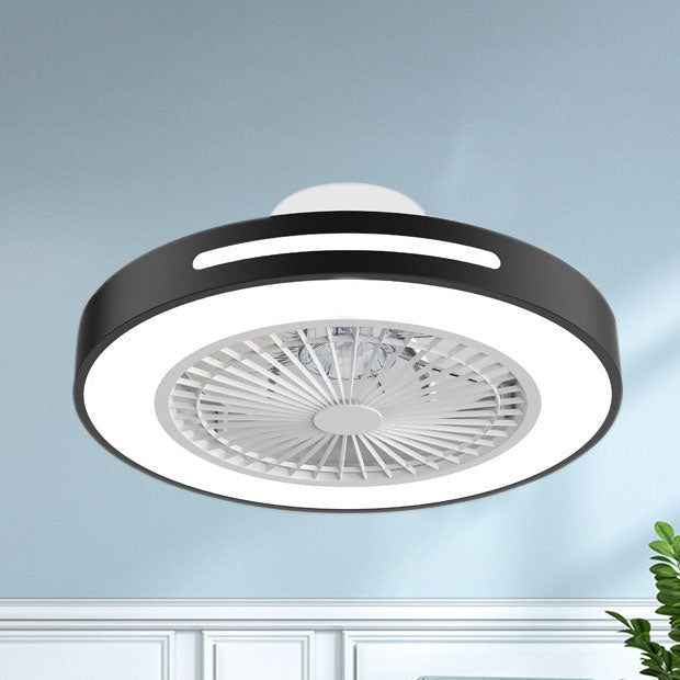 Modern Minimalist Copper LED Flush Mount Ceiling Fan Light