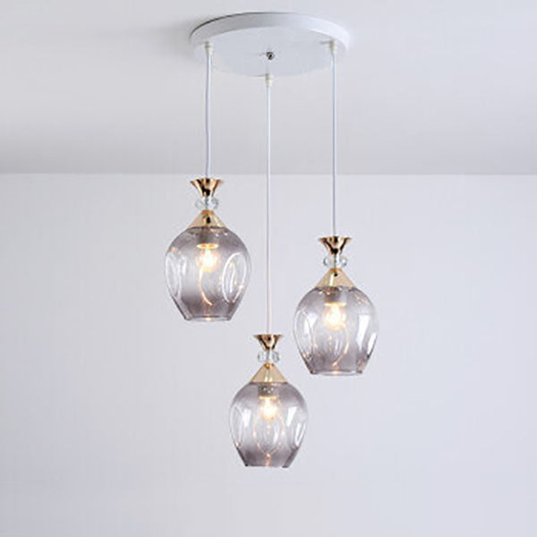 Contemporary Nordic Gradient Glass Orb 1/3 Light Island Chandelier for Living Room