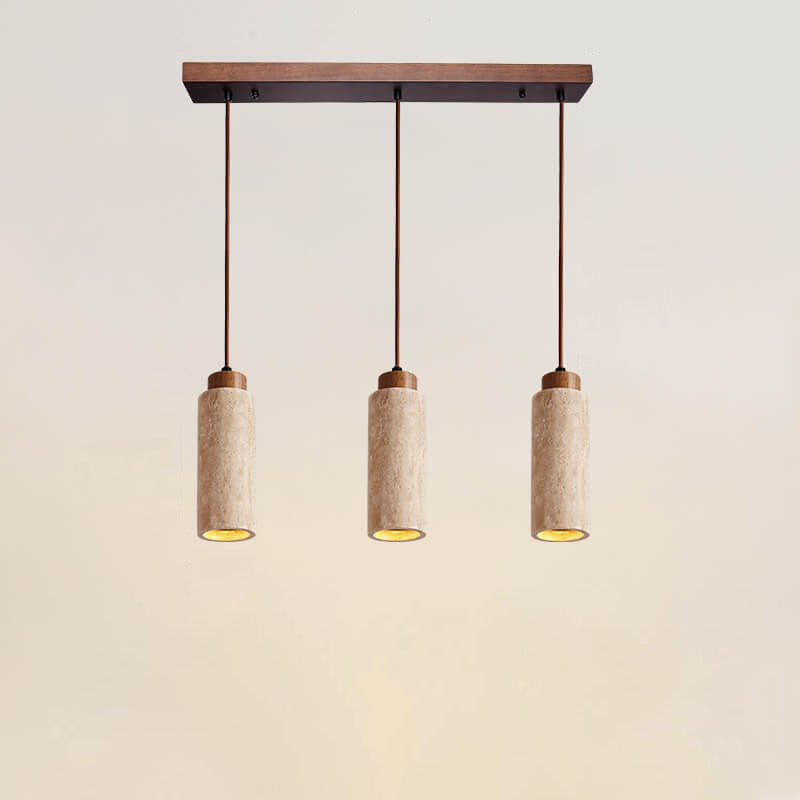 Wabi-Sabi Solid Wood & Stone Island Light Chandelier - 1/2/3-Light Rustic Fixture