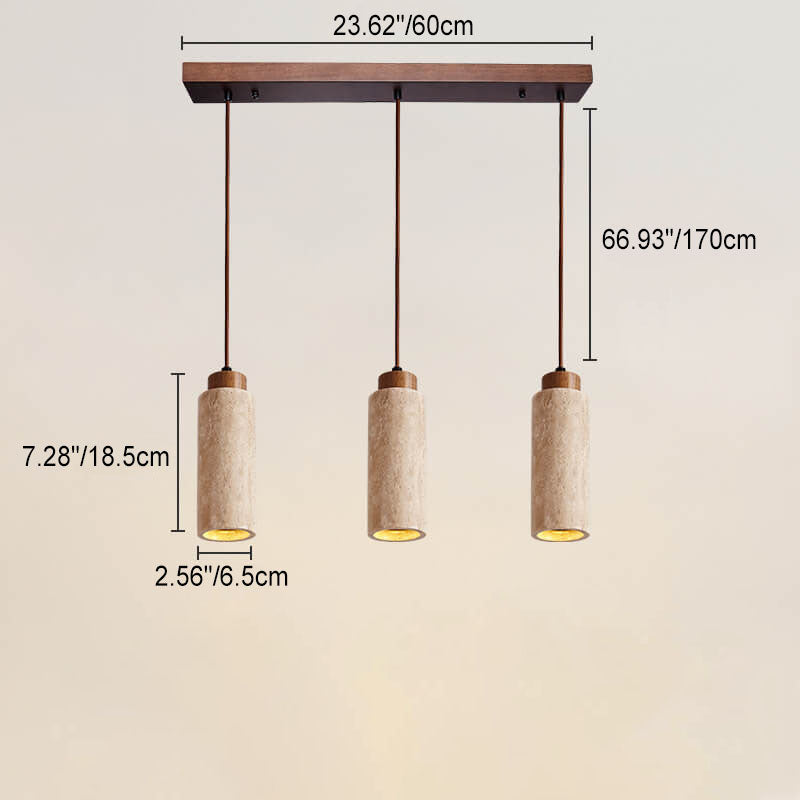Wabi-Sabi Solid Wood & Stone Island Light Chandelier - 1/2/3-Light Rustic Fixture