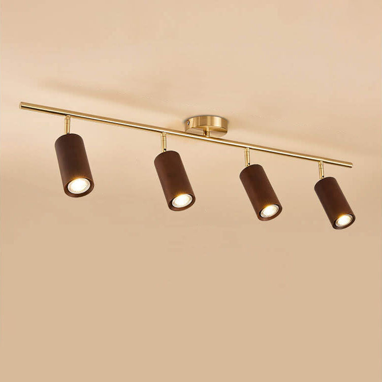 Modern Minimalist Walnut Wood LED Semi-Flush Mount Ceiling Light for Living Room