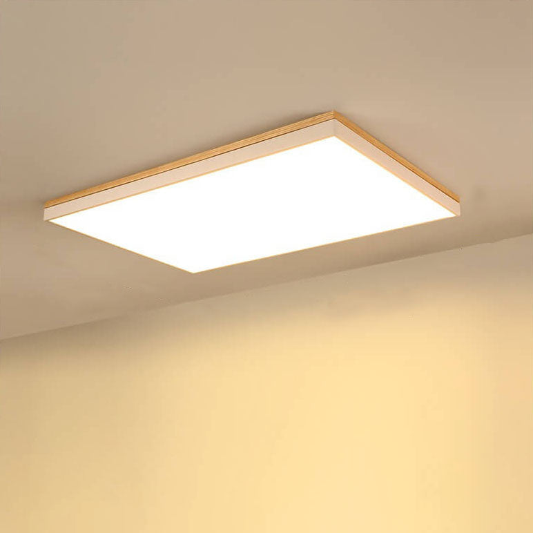 Modern Minimalist Solid Wood LED Flush Mount Light for Living Room