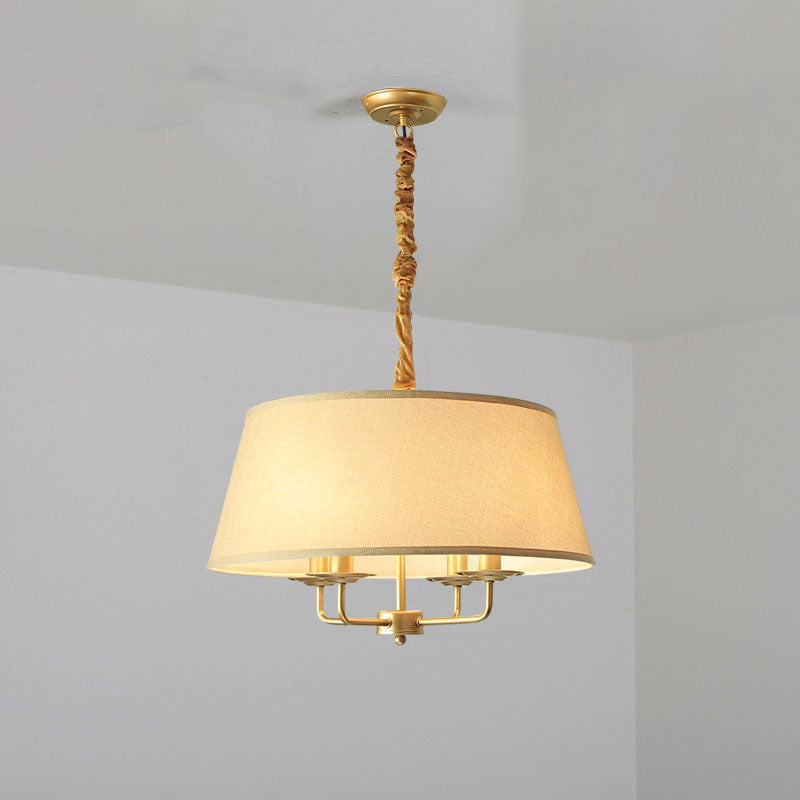 European Vintage Classic Iron Cloth 4-Light Pendant Lamp