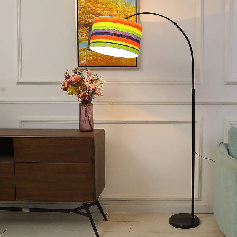 Nordic Fabric Column Shade Fishing Rod Floor Lamp - 1-Light Standing Design, Modern Home Lighting, Creative Decor, Adjustable Floor Lamp for Living Room & Bedroom