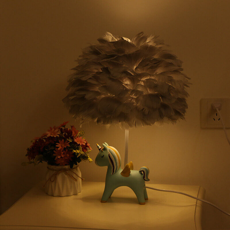 Modern Creative Unicorn Feather Children 1-Light Table Lamp, Adorable Unicorn Lamp for Girls, Colorful Kid's Room Decor, Cute Night Light for Kids, Fantasy Unicorn Lighting for Nurseries, Whimsical Feather Accent Lamp, LED Table Lamp for Playroom, Dreamy