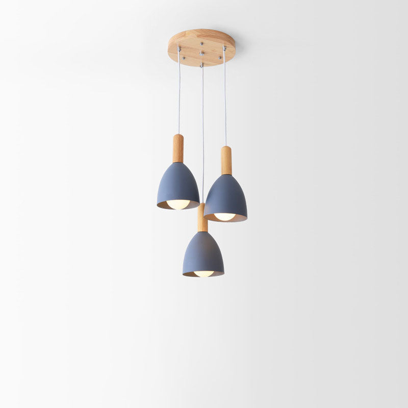 Nordic Minimalist Macaron Chandelier - 1/3-Light Solid Color Design, Modern Hanging Light Fixture for Dining Room or Living Space