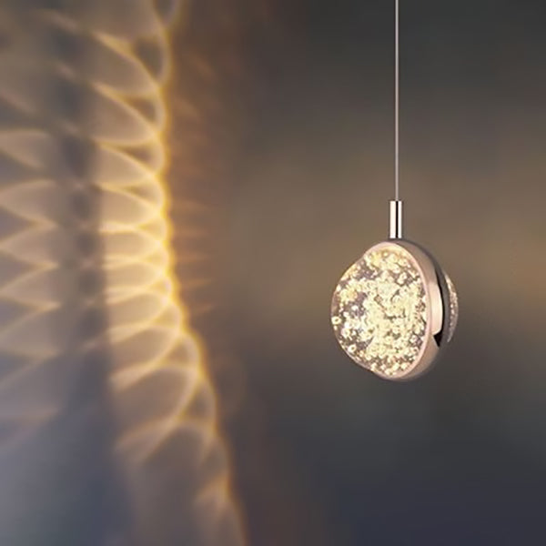 Modern Minimalist Aluminum Crystal LED Pendant Light for Bedroom