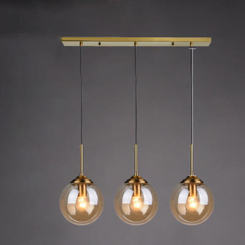 Contemporary Nordic Copper Glass Shade Island Light Chandelier - 1/3/5-Light for Dining Room