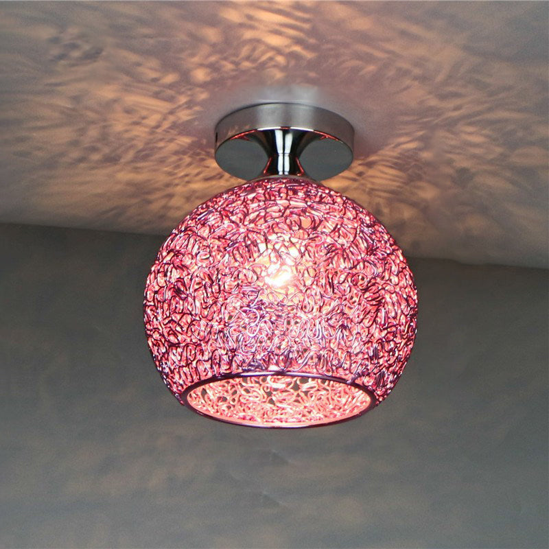 Contemporary Scandinavian Iron Aluminum Weaving Ball Semi-Flush Ceiling Light for Hallway