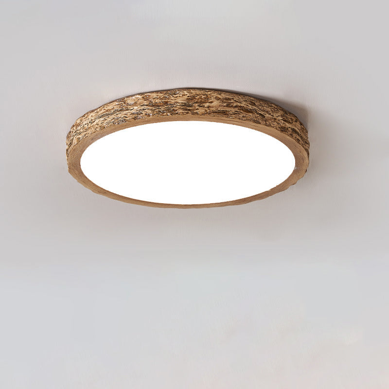 Modern Minimalist Round Stone Grain Resin Iron LED Ceiling Light for Bedroom