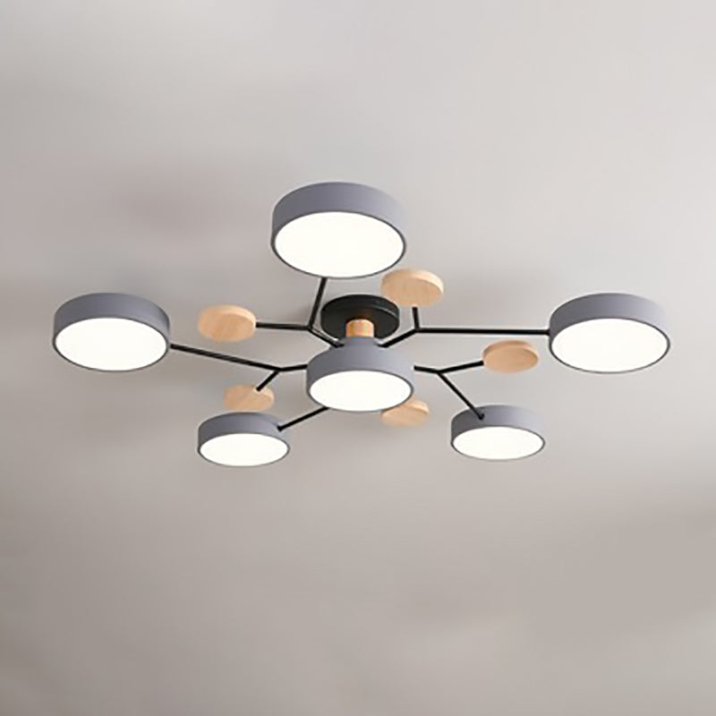 Contemporary Scandinavian Round LED Semi-Flush Mount Ceiling Light for Living Room