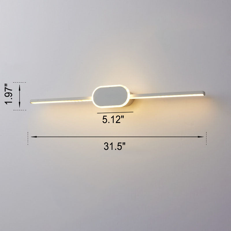 Modern Minimalist Oval Base LED Wall Sconce - Long Strip Design Vanity Light