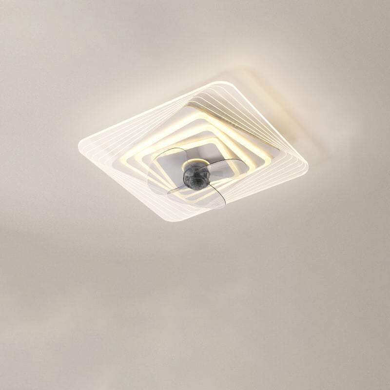 Modern Light Luxury Geometric LED Flush Mount Ceiling Fan Light