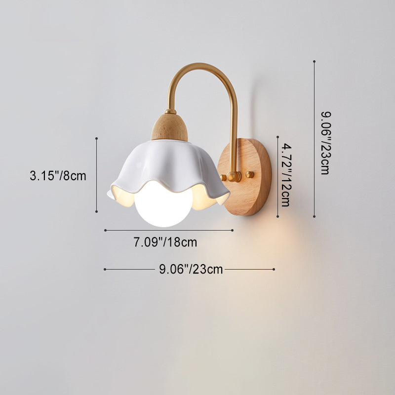 Contemporary Wood & Ceramic Wall Sconce Lamp for Living Room