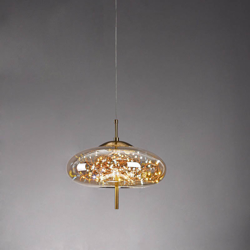 Contemporary Scandinavian Cylinder Oval Glass Pendant Light - 1-Light for Bedroom  

Elevate your bedroom decor with this stylish contemporary Scandinavian cylinder oval glass pendant light. Its sleek design and soft illumination create a cozy atmosphere,