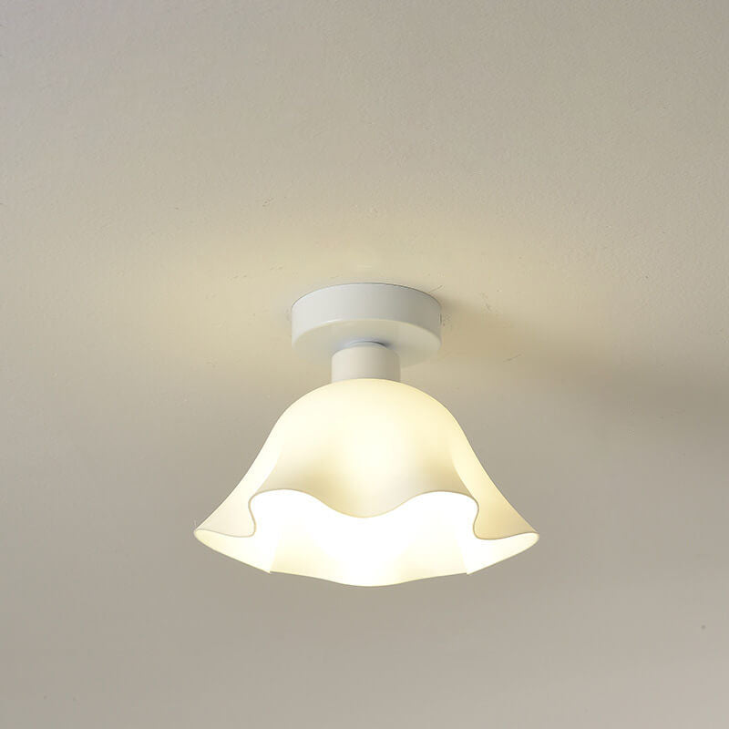 Scandinavian Modern Iron Glass Ceramic Flower Diamond Semi-Flush Mount Light
