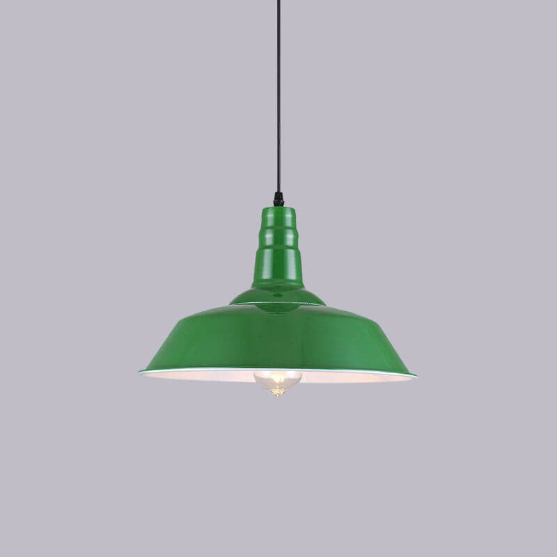 Industrial Vintage Green Iron Dome Cone Pendant Light 1-Light Fixture, Retro Hanging Light for Kitchen and Dining Room, Rustic Home Decor