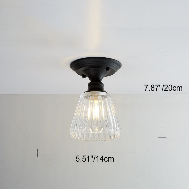 Contemporary Nordic Iron Glass Floral Round Geometry Semi-Flush Mount Light for Living Room & Bedroom