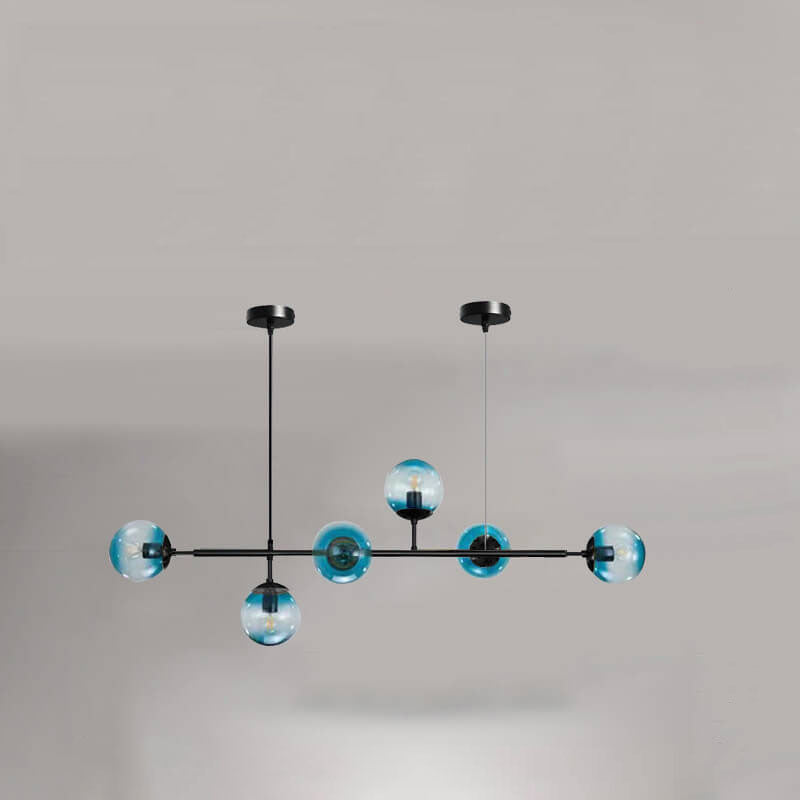 Nordic Minimalist Colorful Glass Orb 6-Light Island Chandelier