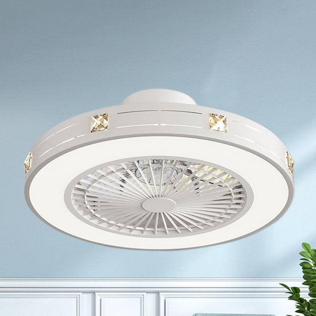 Modern Minimalist Copper LED Flush Mount Ceiling Fan Light