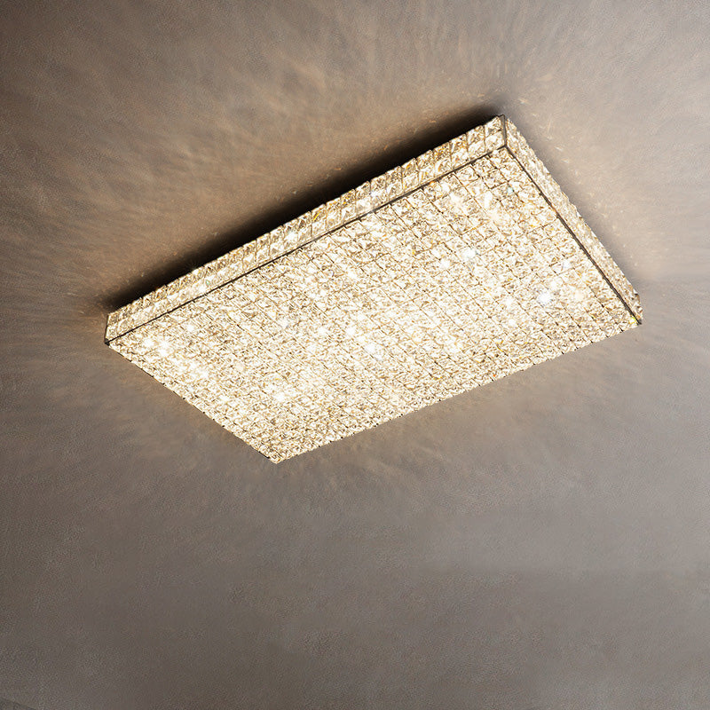 Modern Luxury LED Flush Mount Ceiling Light - Stainless Steel & Crystal Design for Living Room