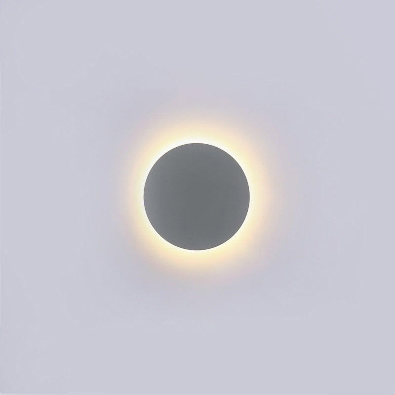 Modern Minimalist Round Eclipse Iron LED Wall Sconce Lamp for Living Room Lighting