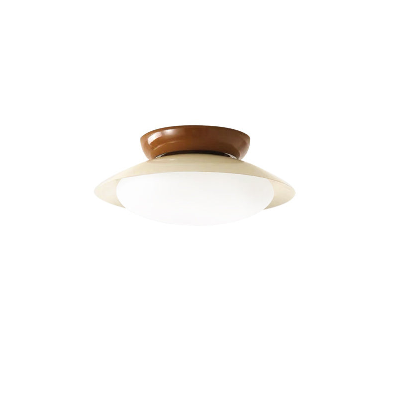 Contemporary Scandinavian LED Semi-Flush Mount Ceiling Light - Geometric Semicircle Shade for Living Room