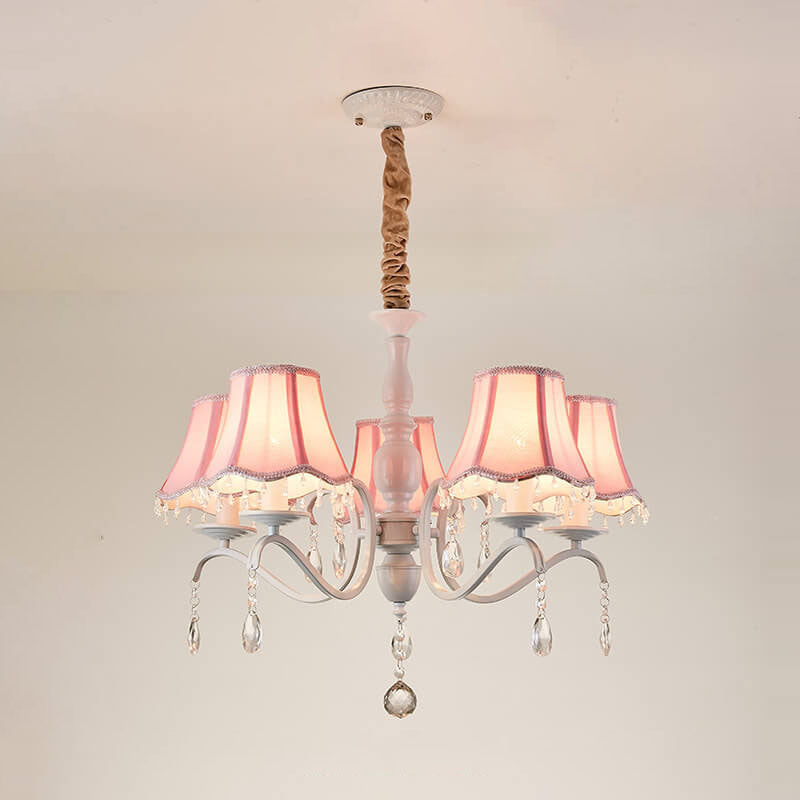 Modern Crystal Cone Iron Chandelier - 5/6/8 Light Fixture for Stylish Home Decor