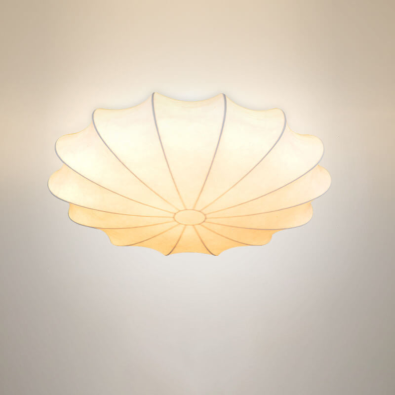 Nordic Minimalist Flush Mount Light - White Beige Faux Silk, 1/3/5-Light Options
