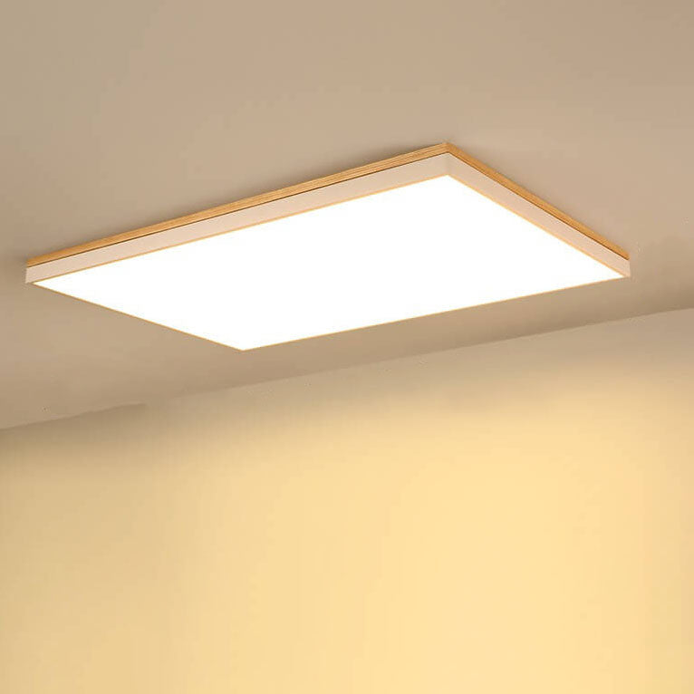 Modern Minimalist Solid Wood LED Flush Mount Light for Living Room
